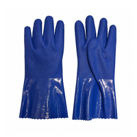 Gants en PVC micro-sableux bleus de 27 cm en gros, prix avantageux, gants de nettoyage réutilisables en coton floqué pour services d'entretien