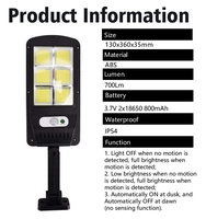 Lampu Dinding LED COB 700 Lumen Tenaga Surya dengan Sensor Gerak, Tahan Air, Dapat Diredupkan, Enam Kotak, Lampu Taman Luar Ruangan dengan PIR