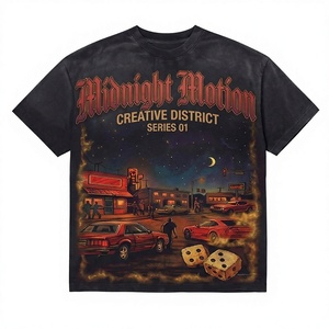 เสื้อยืดสตรีทแวร์โลโก้แบบกำหนดเอง ผ้าคอตตอนหนา 300GSM ทรงโอเวอร์ไซส์ ครอป ทรงบ็อกซี่ ประดับคริสตัล เสื้อยืดผู้ชาย - Product Image 1