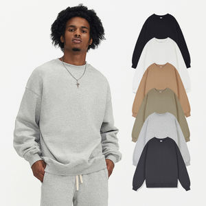 Sweatshirts pulls oversize à manches longues en coton polaire 390G pour hommes LOGO personnalisé Sweatshirts en coton épais - Product Image 1