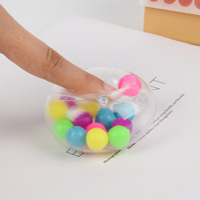 Balle anti-stress arc-en-ciel en TPR de 6 cm avec perles colorées, jouet musical à presser pour enfants de 5 à 7 ans