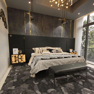 PFZION HOME Luxury Italian Design personalizzato King/Queen Size doppio <span class=keywords><strong>tessuto</strong></span> massello con struttura <span class=keywords><strong>in</strong></span> legno massello <span class=keywords><strong>letto</strong></span> imbottito grande <span class=keywords><strong>testiera</strong></span> - Product Image 2