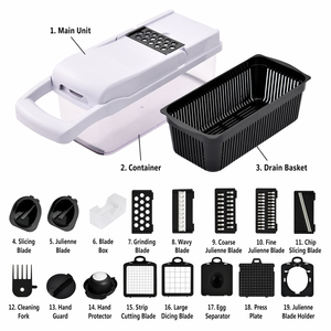 Cortador <span class=keywords><strong>de</strong></span> Verduras Multifuncional Blanco, Juego Completo <span class=keywords><strong>de</strong></span> 19 Piezas con Varias Cuchillas, Recipientes y Accesorios <span class=keywords><strong>de</strong></span> Seguridad - Product Image 1