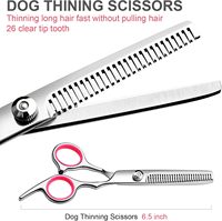 Kit de toilettage pour chiens avec embouts ronds de sécurité en acier inoxydable ensemble de cisailles professionnelles pour chiens amincissant, ciseaux incurvés et peigne pour animaux de compagnie