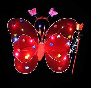 Ensemble de costume de fée lumineux pour filles, ailes d'<span class=keywords><strong>ange</strong></span> de fée, ailes de papillon LED, jupe tutu LED avec baguette et bandeau - Product Image 5