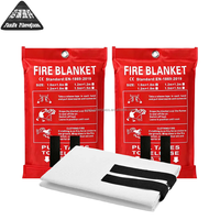 Couverture anti-feu en fibre de verre 2,0 m x 2,0 m avec sac de rangement Oxford et libération rapide pour la sécurité d'urgence