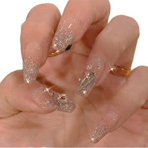 En stock, prêt à être expédié : Ensemble de faux ongles en amande à presser avec boîte, réutilisables, en ABS, vente en gros, livraison rapide - Product Image 2