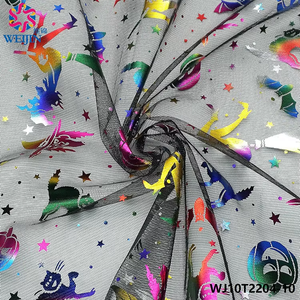 100% <span class=keywords><strong>in</strong></span> fibra di poliestere stampato <span class=keywords><strong>in</strong></span> lamina di Halloween Tulle Power Mesh tessuto stampato a caldo lucido Halloween maglia gonna decorativa - Product Image 2