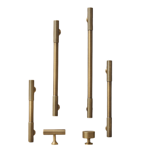Cabinet <strong>Door</strong> Handle Modern Tapered Base Drawer Pure Brass Handle Cylindrical Vertical Knurled Stripe Furniture <strong>Door</strong> Handle - Product Image 2