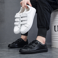 Baskets à scratchs grandes tailles 39-45 pour jeunes hommes, blanches et décontractées