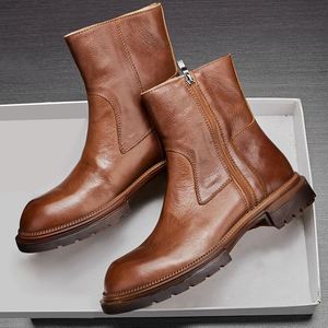 Luxury Retro New Style Autumn Winter Summer Chukka Boot Cowhide Zipper Non-slip Outdoor Waterproof Breathable <b>Ankle</b> Footwear - Product Image 5