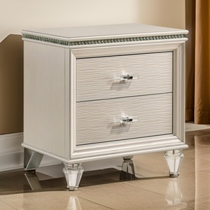 OE HOME Wood Traditional 2 Drawers Nightstand Acrylic Legs Pearl <b>White</b> Bedroom Furniture for Home Use Assembled MDF Panel - Product Image 1
