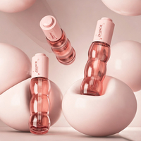 Gloss à lèvres ondulé rose pastel mignon, flacon en verre transparent avec compte-gouttes, impression de logo personnalisée, échantillon gratuit, emballage cosmétique JAUNCE