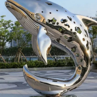 Statue de baleine géante en acier inoxydable pour extérieur, sculpture marine en métal miroir faite à la main, décoration pour parc, bord de mer, centre commercial, piscine