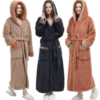 Nouveaux peignoirs en polaire corail polyester élasthanne pour l'automne/hiver, confortables pour hommes, femmes et couples, pour une utilisation en extérieur