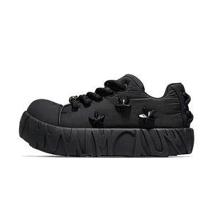 Zapatillas Deportivas Clásicas de Plataforma Negras con Diseño de Estrellas, de Cuero Genuino, para Caminar, Moda Urbana, Primavera-Otoño - Product Image 3