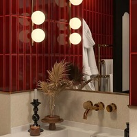 Carreaux de salle de bain vintage rouge bordeaux faits à la main en brique réfractaire, antibactériens, avec bordures, couleur chaude, style français moderne