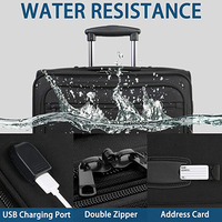 Sac à roulettes pour ordinateur portable 17 pouces, mallette à roulettes étanche avec roues et Port de charge USB