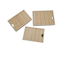 Plateau de rangement en bambou naturel de qualité supérieure, pliable avec poignées, écologique, multifonctionnel, pour la présentation de vaisselle et de boissons, facile à utiliser
