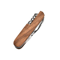Couteau pliant multifonction avec logo personnalisé, manche en bois de rose et hêtre, souvenir créatif, lame de 6,5 cm, blanc