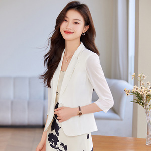Light Blue Women's Blazer 80g Polyester Breathable Summer Suit Top Casual Elegant Style - Product Image 4