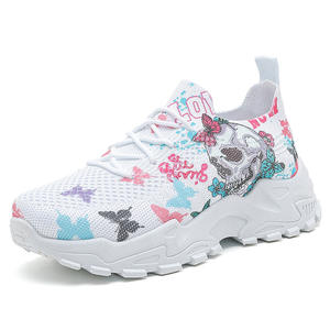 여성용 니트 메쉬 스니커즈, 봄 & 여름 부드러운 밑창 통기성 프린트 레저 신발 - Product Image 5