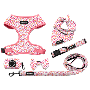 2025 Día de San Valentín Rosa multicolor personalizado impreso ajustable Ajuste rápido Premium Pull <span class=keywords><strong>Pet</strong></span> Dog arnés Correa conjunto de <span class=keywords><strong>collar</strong></span> de plomo - Product Image 1
