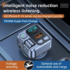 شاحن سيارة/مستقبل بلوتوث <span class=keywords><strong>USB</strong></span> PD30w للشحن السريع مع شاشة رقمية، محول هاتف محمول للسيارة، جهاز إرسال FM للهواتف الخلوية - Product Image 4