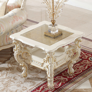 Tavolino da Caffè Classico in Legno Massello di Lusso, Verniciato Bianco, Arredamento per <span class=keywords><strong>Soggiorno</strong></span> - Product Image 2