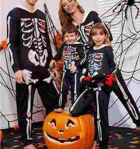 Ensemble de pyjamas assortis pour la famille pour Halloween, vêtements de nuit à manches longues, vêtements de détente en coton, pyjamas pour adultes, pyjamas personnalisés, ensembles de détente - Product Image 1