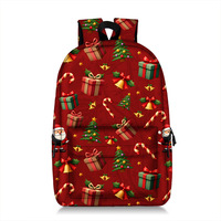 Sac à dos pour ordinateur portable en polyester 3D avec impression numérique de Père Noël, grande capacité, sangle à coussin d'air
