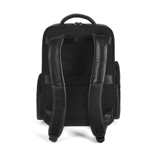 Men's Business <b>Backpack</b> Genuine Leather 16-Inch Laptop Bag Large Capacity Travel Bag Solid Color <b>Black</b> - Product Image 4