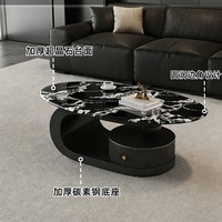 Table basse Super Crystal Stone : Table basse ovale moderne avec un luxe d'inspiration italienne pour le salon