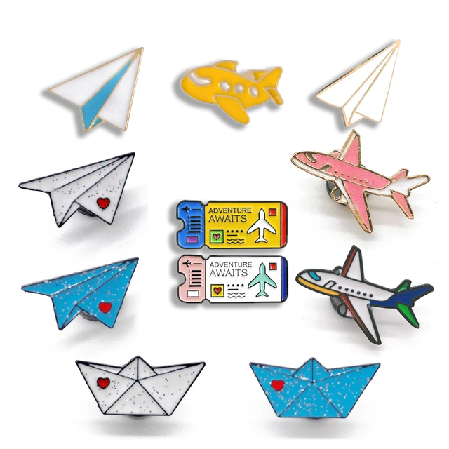 No Minimum Custom Metal 3d Airplane Badge Gold Silver Plated Airbus Aircraft Lapel Pin