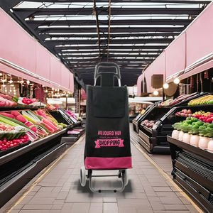 बड़ी क्षमता तह शॉपिंग पुल कार्ट ट्रॉली को बिक्री के लिए अनुकूलित काले मल्टीफंक्शन - Product Image 4