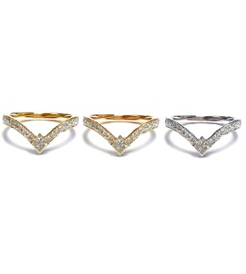 Inspiré à la mode 18K or blanc massif véritable diamant femmes bague diamant v-forme bijoux fins fiançailles bague de mariage pour les femmes - Product Image 4