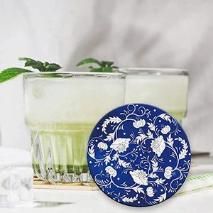 Sous-verre en céramique absorbant bleu et blanc avec support par machine d'impression UV, vente en gros - Product Image 6