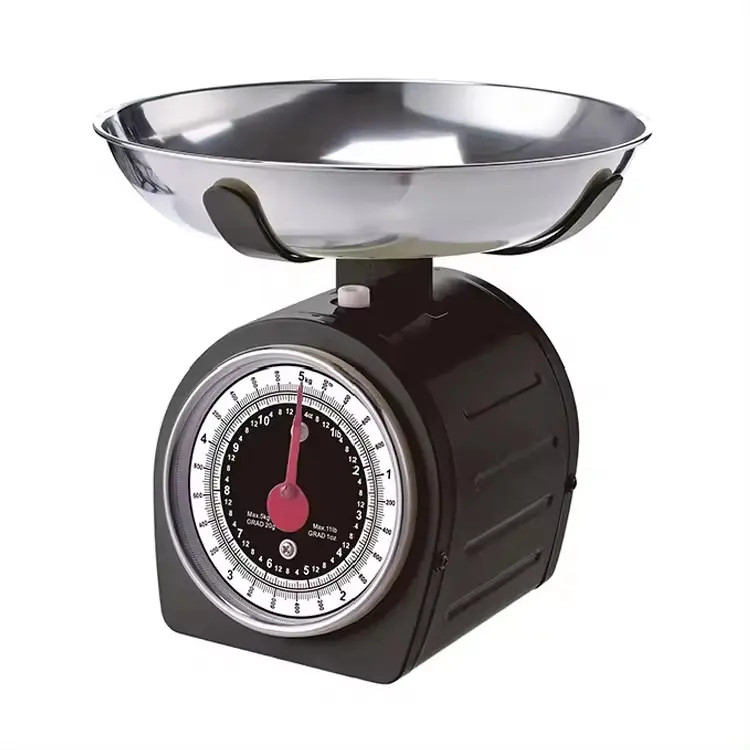 CE RoHS stainless steel kitchen scales 5 kg dial spring chrome plated dial frame food weighing mechanical kitchen scale