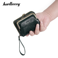 Dompet Wanita Kulit PU RFID Baellerry Merek Terkenal, Dompet Pendek Mini Kulit dengan Resleting, Tempat Kartu, dan Kantong Koin