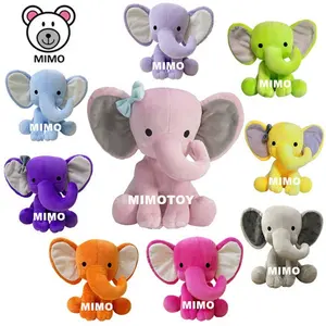 2021 नई प्यारा आलीशान और भरवां बच्चे हाथी खिलौने बड़े कान थोक सस्ते कम MOQ के साथ रंगीन नरम खिलौना आलीशान हाथी
