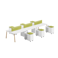 Bureau de travail modulaire collaboratif avec écran, table, armoire à dossiers et mobilier de bureau pour personnel
