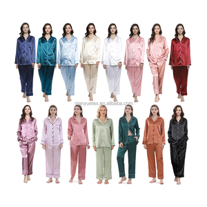 Pijamas de Novia para Damas de Honor, Mujeres, Manga Larga y Pantalones, Conjunto de Pijamas de Seda y Satén para Boda - Product Image 2