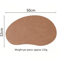 Nouveau set de table rond en cuir motif vache en forme de mangue, imperméable et antidérapant pour table à manger, hôtel, maison, restaurant, décoration