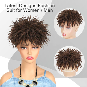 Perruque toupet confortable de 70g à clipser, <span class=keywords><strong>dreadlocks</strong></span> courtes, afro crépu, pour hommes et femmes, pour un usage quotidien - Product Image 4