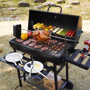 Modern Dış Mekan Partisi Elektrikli Izgara ve Döner Seti Kömürlü Barbeküler Çelik Varil Barbekü Izgarası Tavuk Döndürme Özelliğiyle - Product Image 6