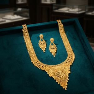 Wholesale 14K 18K 24K Micron Gold Plated Long Necklaces Set Brass Gold Filled Fashion Jewelry Set Traditional Design Jewelry Set - Product Image 1