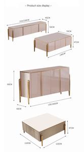 מודרני חדר אוכל נירוסטה מזנון ארון מזנון עץ אחסון קבינט למטבח קונסולת שולחן לכניסה דרך - Product Image 5