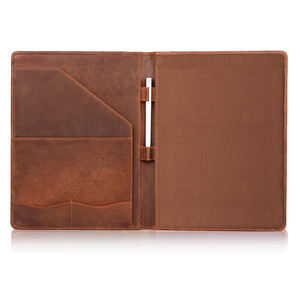 Organizador de cartera de cuero de grano completo A4 personalizado, Cartera de almohadilla legal para currículum de negocios para <span class=keywords><strong>documentos</strong></span> A4/Pad - Product Image 1