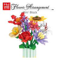 Jouets éducatifs HW DIY, blocs de construction en briques miniatures de 3,6 mm, ensemble de construction de fleurs, 8 pièces/boîte