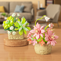 Set de Bloques de Construcción DIY para Cesta de Flores Eternas, Modelo de Rosa de Plástico, Adorno de Ladrillos Pequeños, Juguete Educativo STEM de Ensamblaje para Todas las Edades
